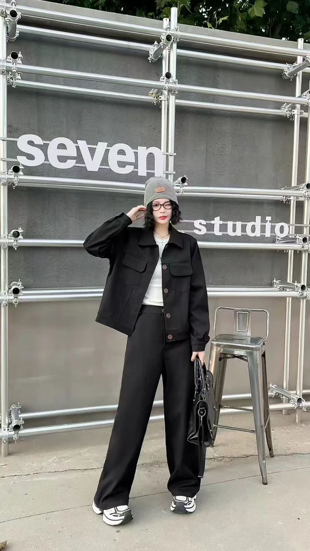 气质套装宽松短款夹克西装INS风休闲时尚套装韩版