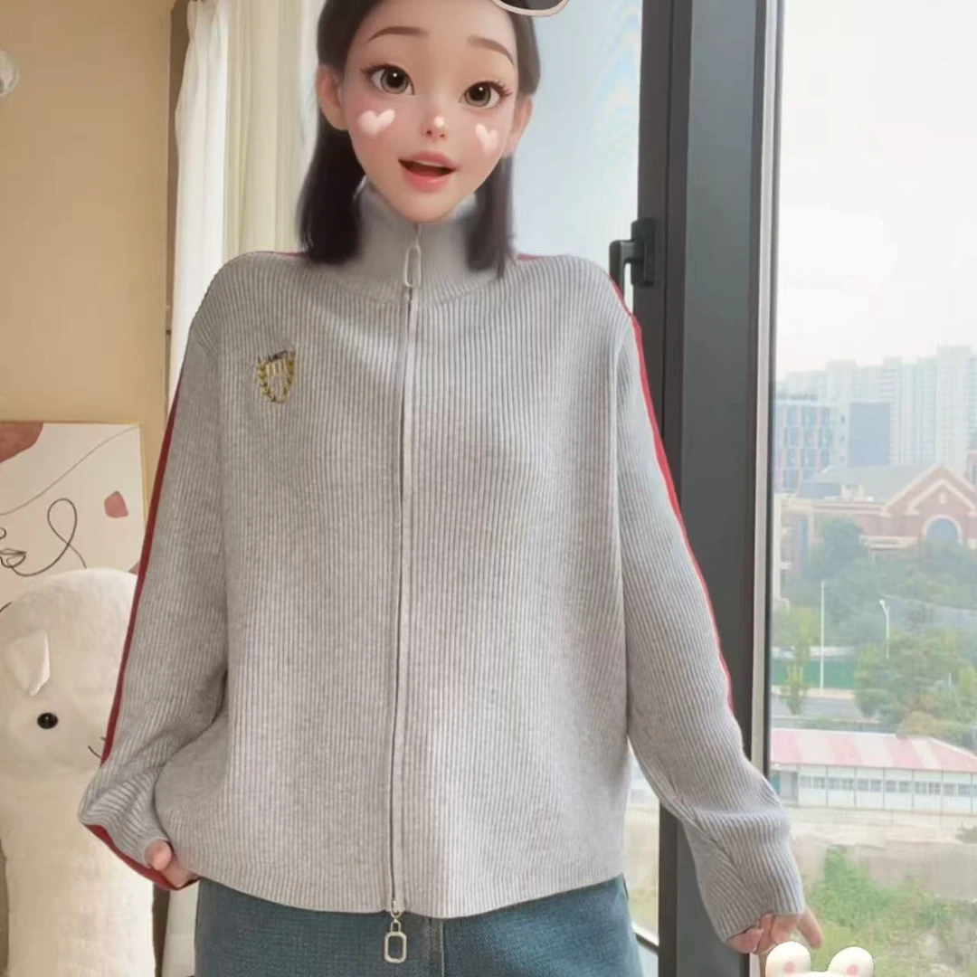 010大码女装拉链毛衣针织开衫女2024新款春秋外穿慵懒高级上衣