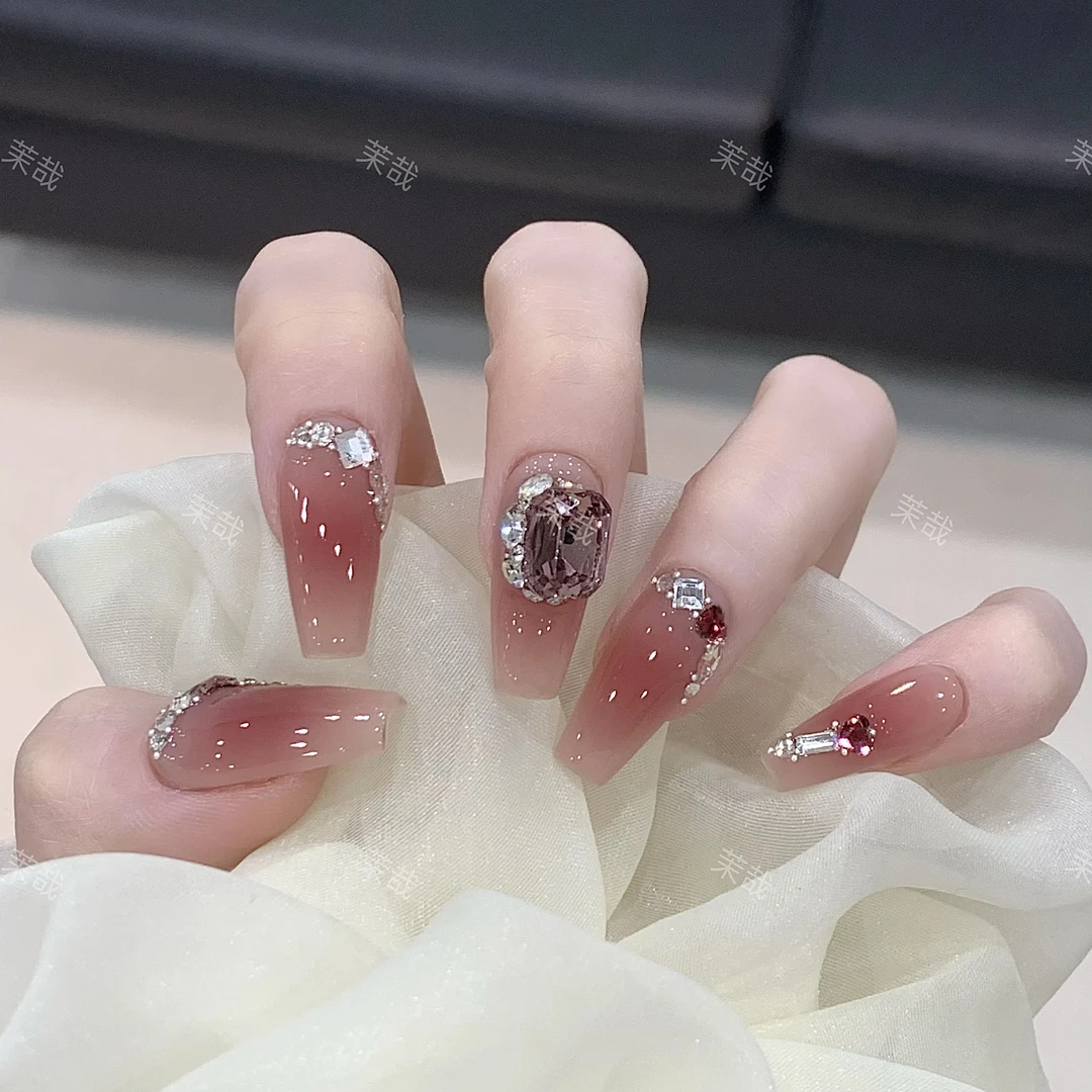 茉哉【紫棠】纯手工定制美甲拆卸穿戴甲A3428