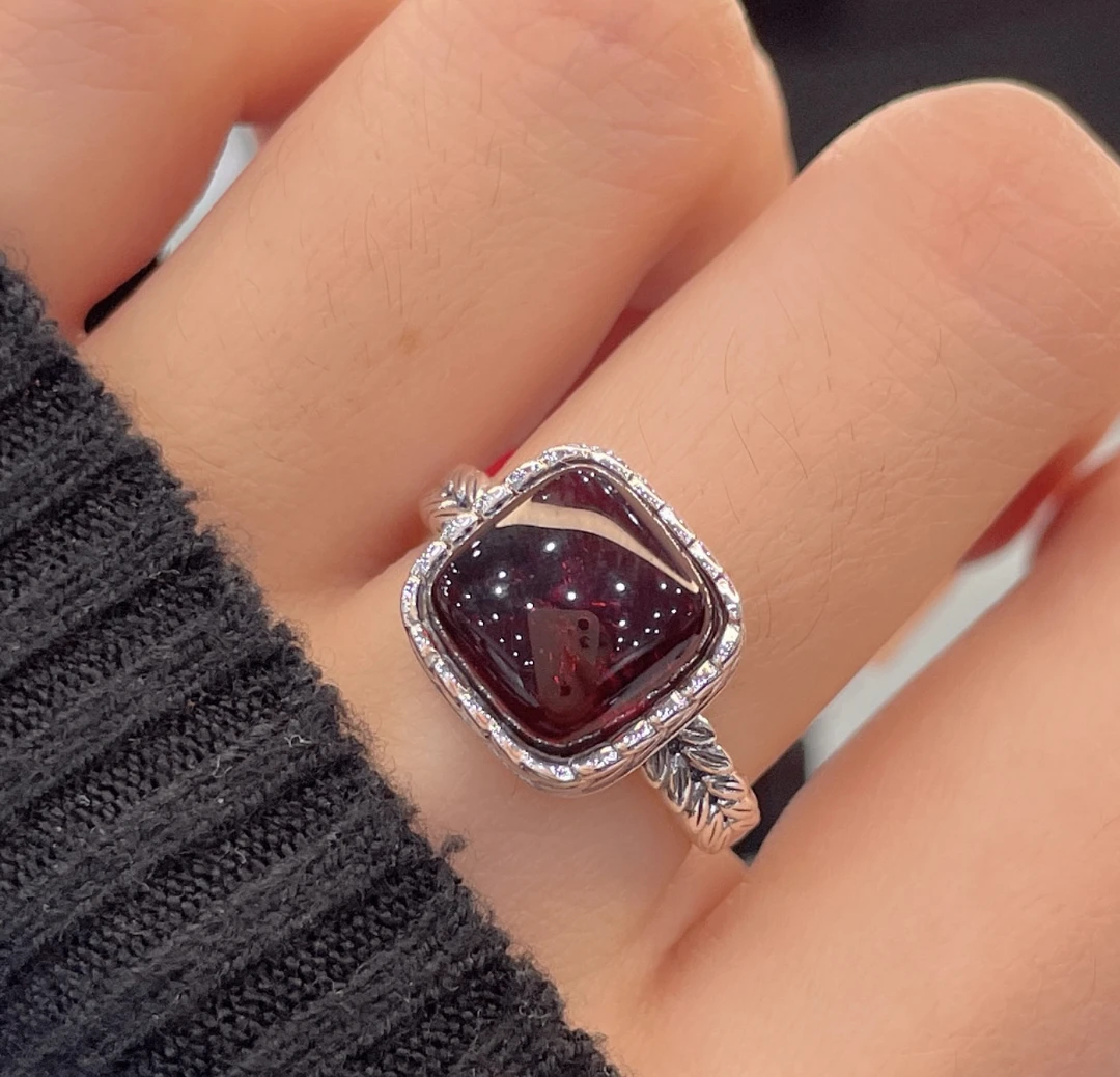 复古大麦麦穗四方来财琥珀戒指