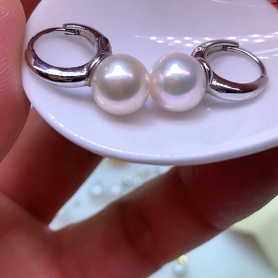 银S925镶嵌淡水珍珠耳饰