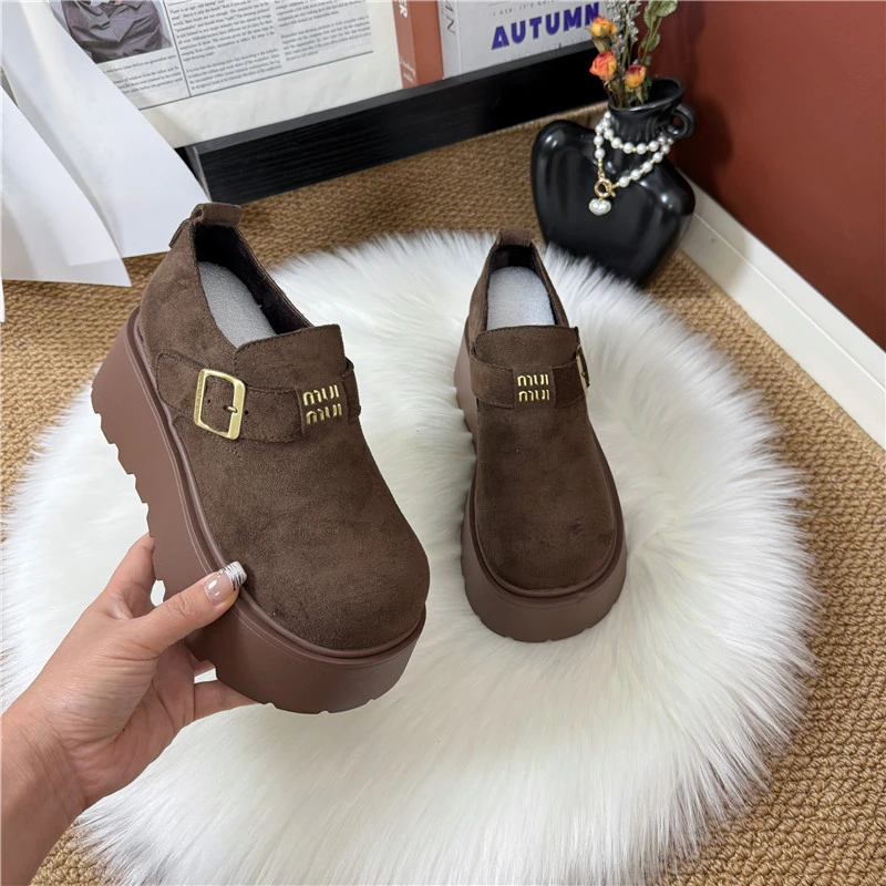 勃肯鞋女2025年春季复古时尚百搭厚底增高乐福单鞋小个子松糕软底