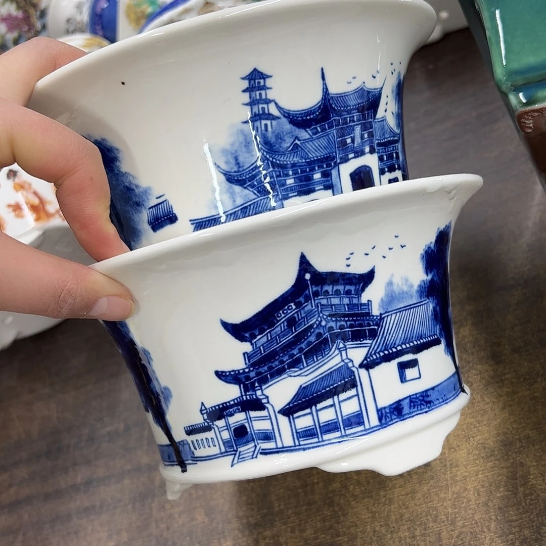 紫砂花盆103号瑕疵2个缩釉明显处理介意勿拍19/10