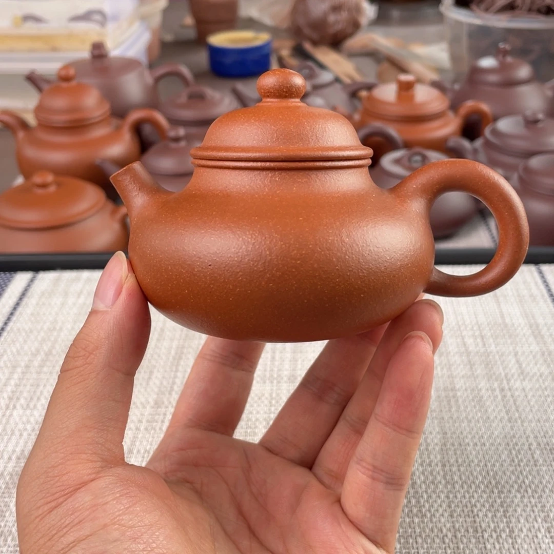 紫砂茶壶半手工红降坡容天壶140cc