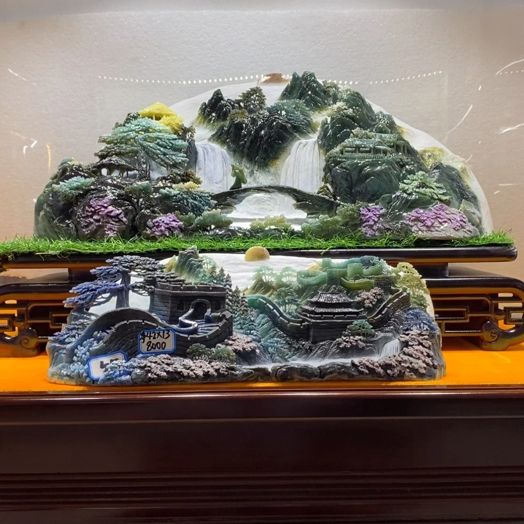 去***星玉意境山水手工雕刻