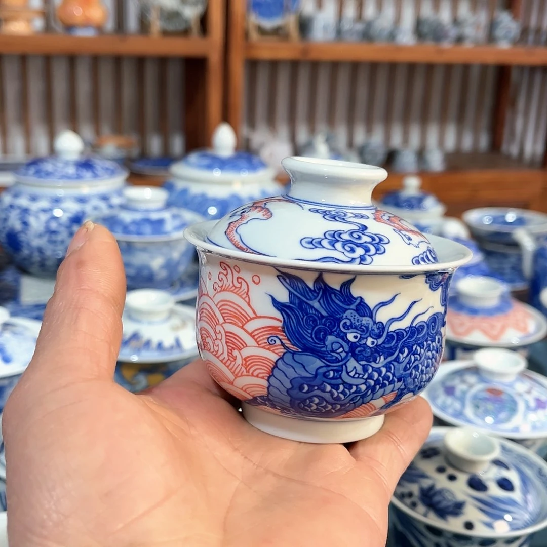 錡镇堂手工手绘绘盖碗