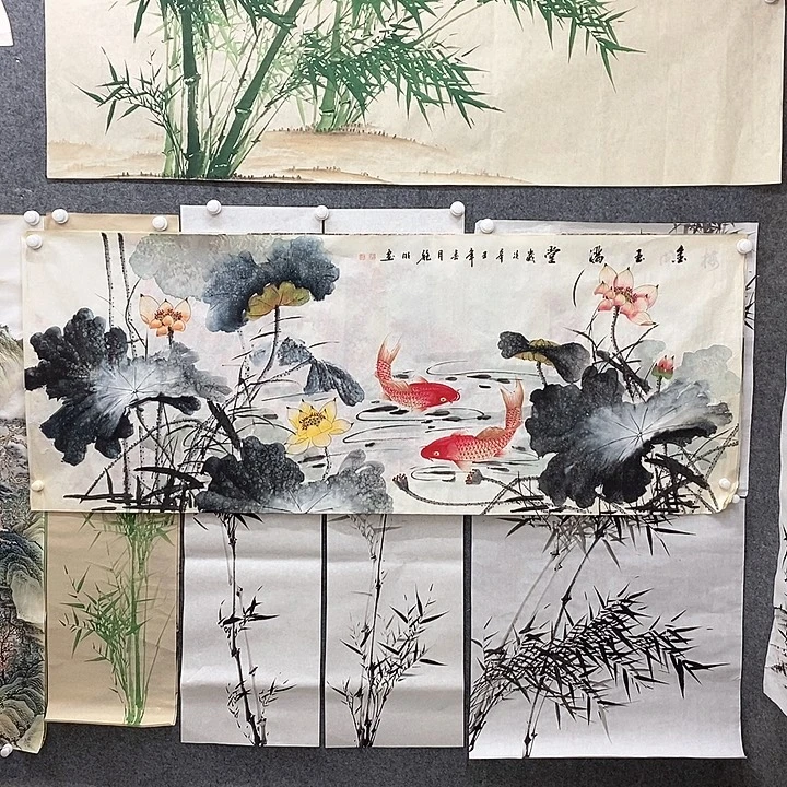 北***山竖款新中式装饰画
