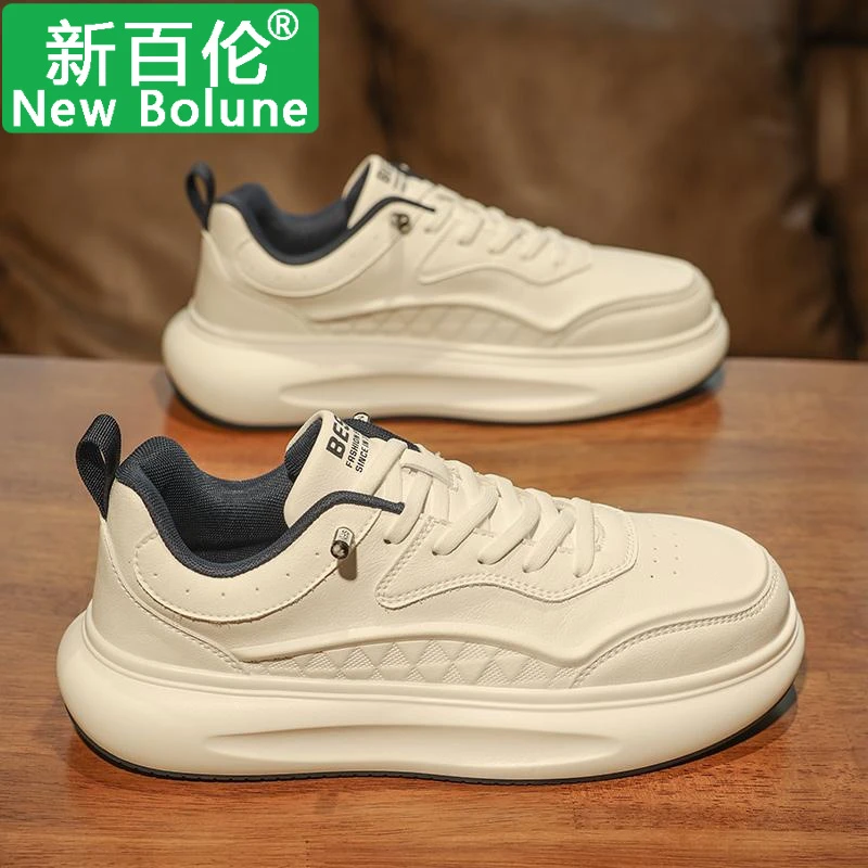 NEW BOLUNE/新百伦小白鞋男款高级感免系带一脚蹬厚底增高运动休