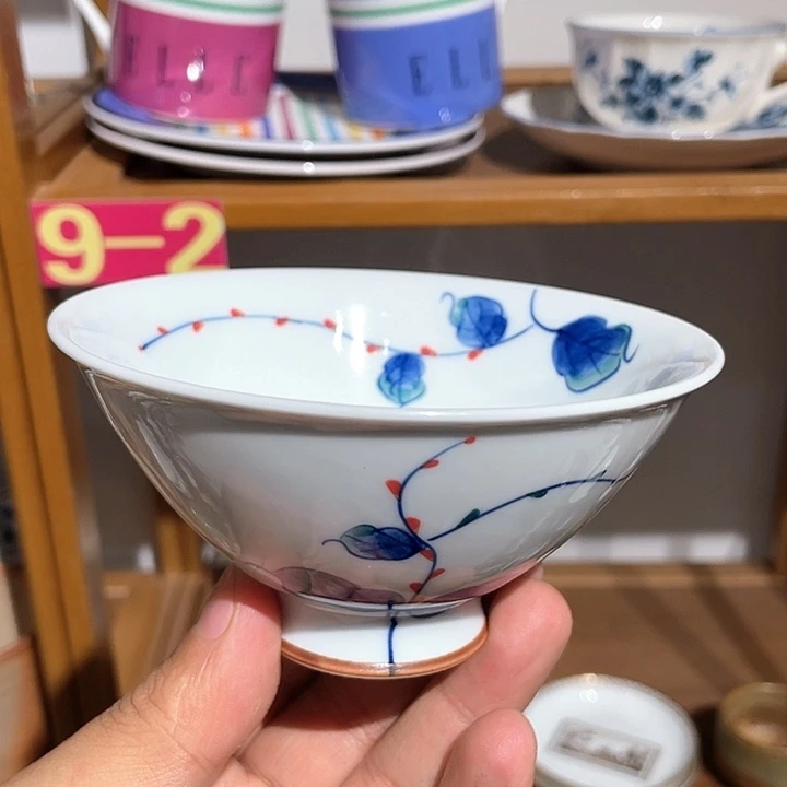 紫砂第99号，雅风底款内外手绘茶碗一条开片