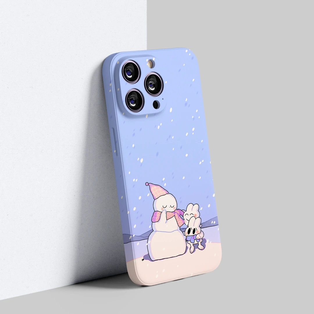 萌系雪人兔子适用多款机型的手机壳卡通可爱菲林二合一磨砂防摔