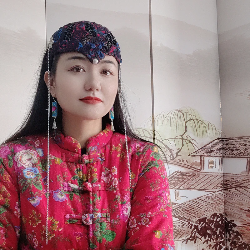 扶茶原创设计-民族风老绣发箍帽37