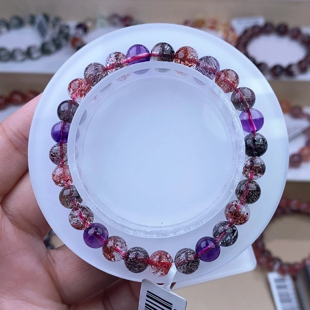 水晶手链未镶嵌黑加仑超七7+m