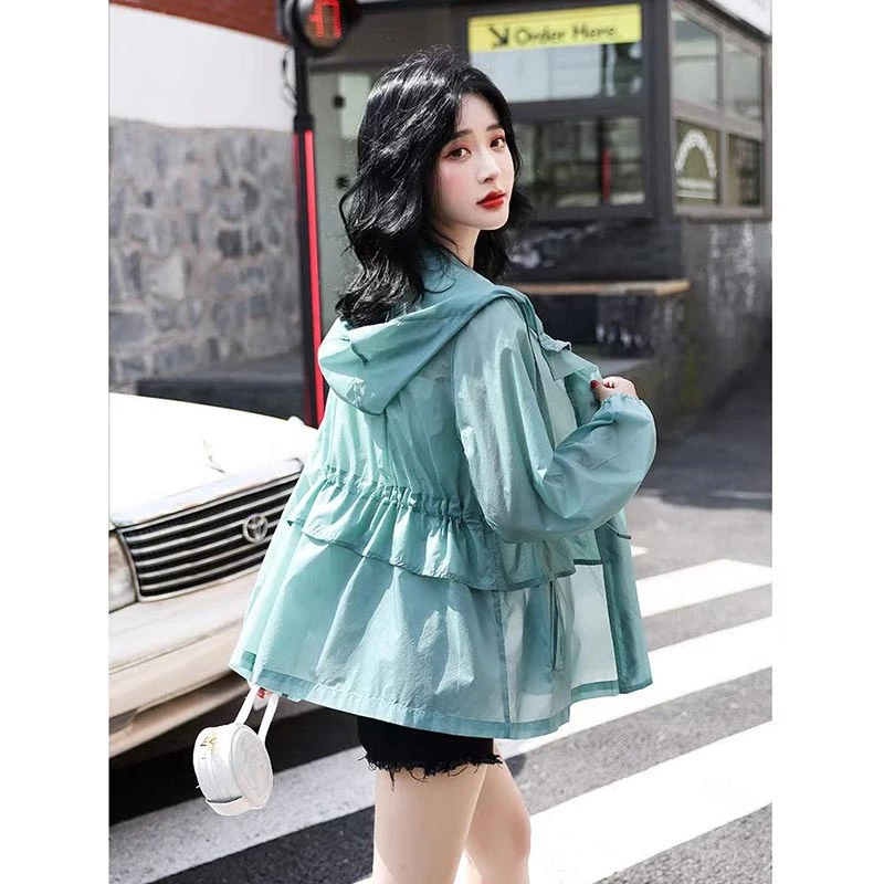 韩版连帽防晒服透气外套洋气衣服女2025夏季新款空调衫外穿防晒衣