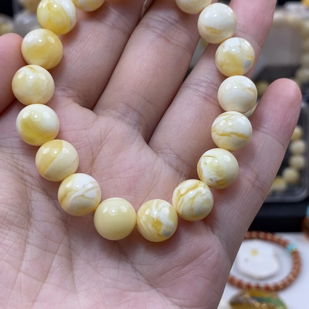 未镶嵌琥珀手链白蜡圆珠手串