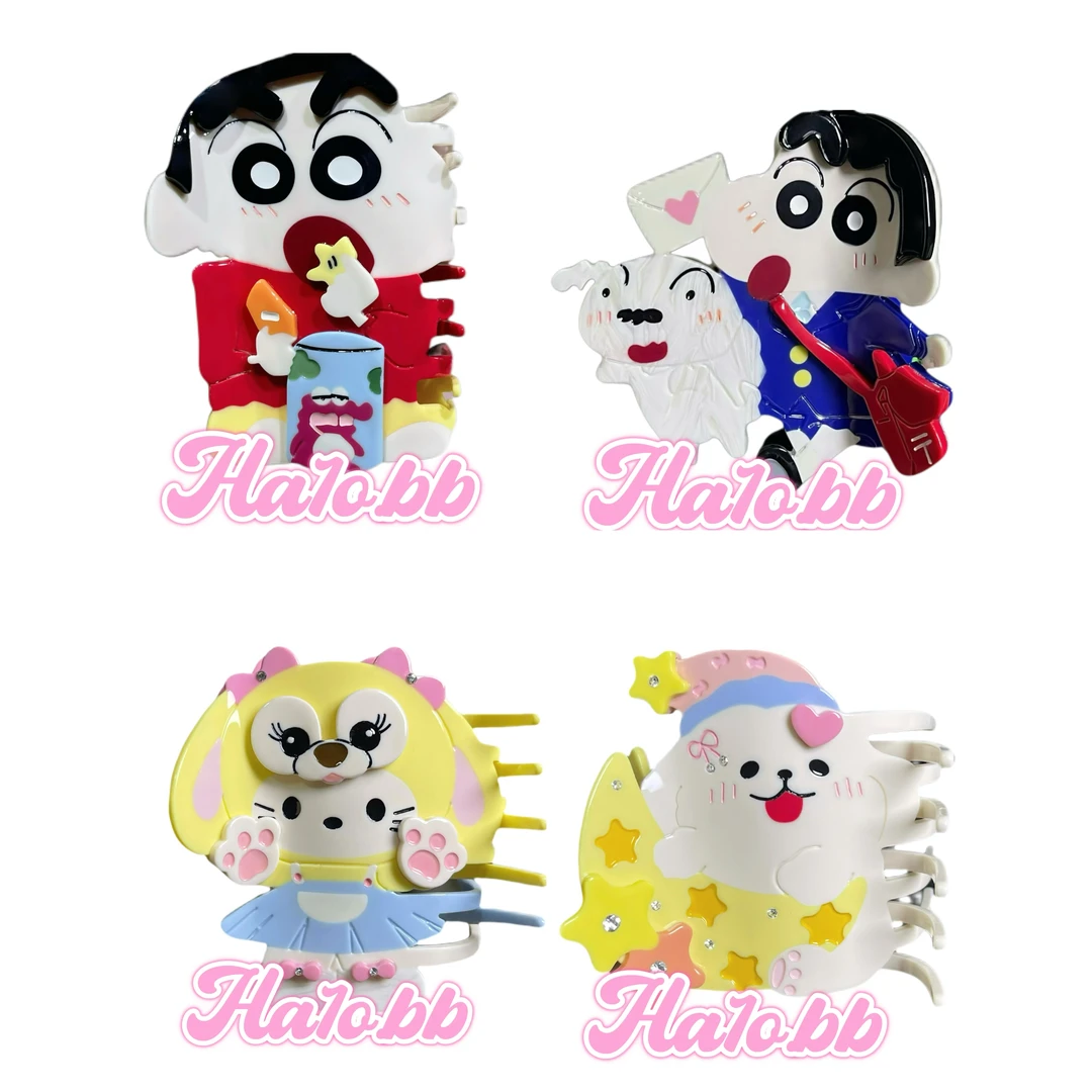 Ha1obbKT醋酸卡通可爱蜡笔小新大抓夹发夹