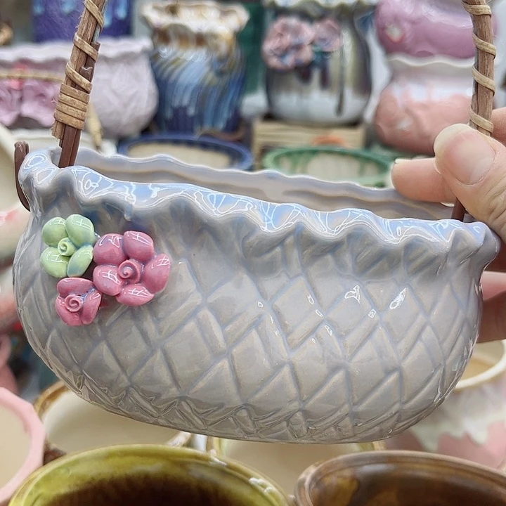 多肉绿植陶瓷花盆9.9包邮，有孔