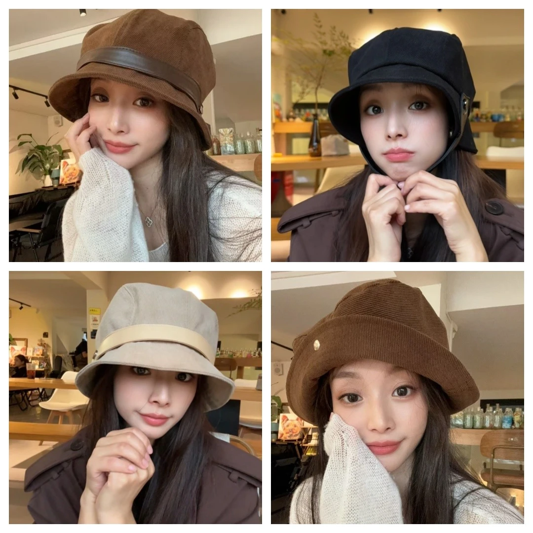【一帽六戴】灯芯绒渔夫帽女2025新款气质一帽多戴可做小礼帽骑车戴