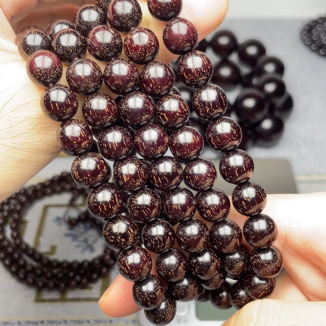 檀香紫檀（小叶紫檀）1.0 108颗 爆满金星