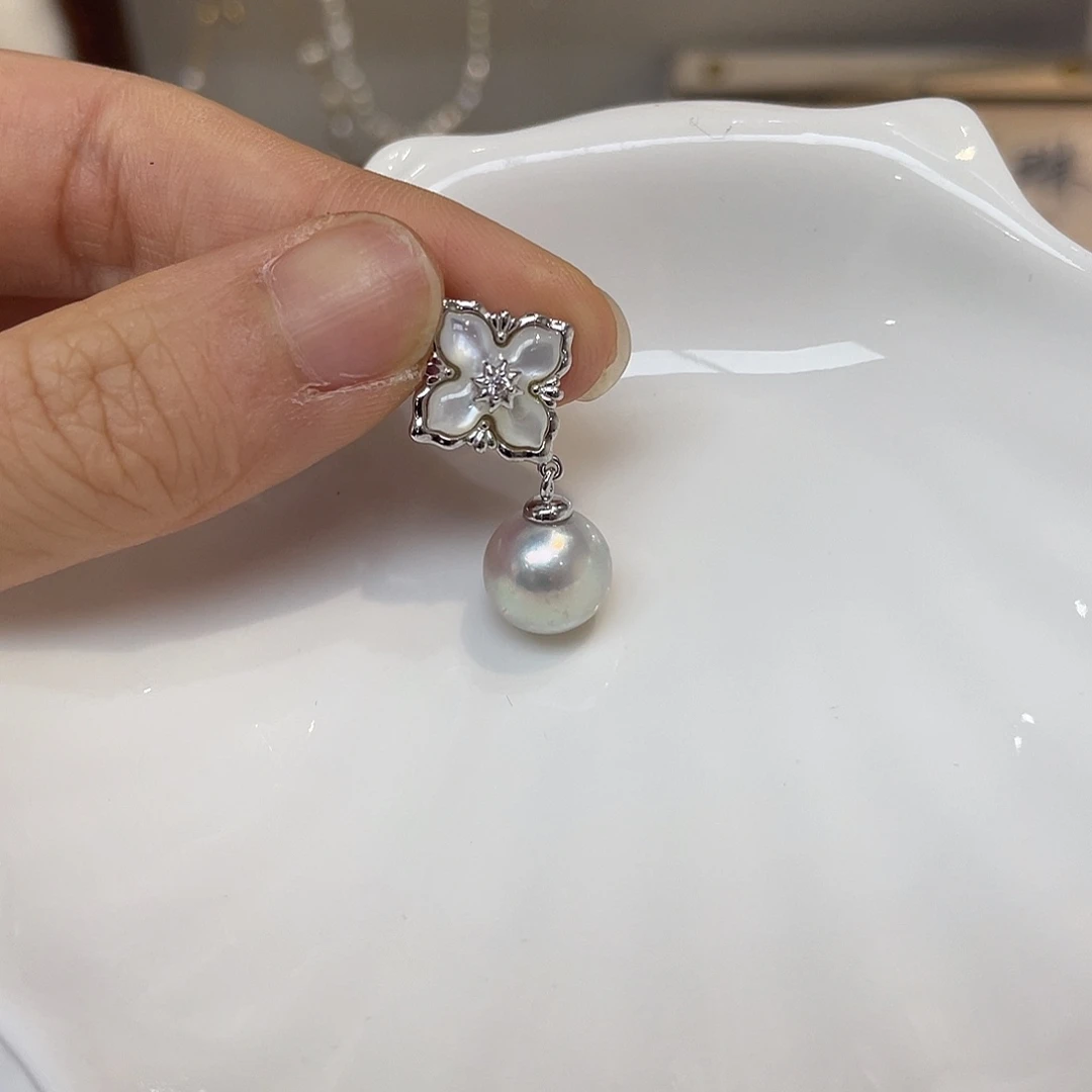 吊坠(不含链)银S925镶嵌海水珍珠