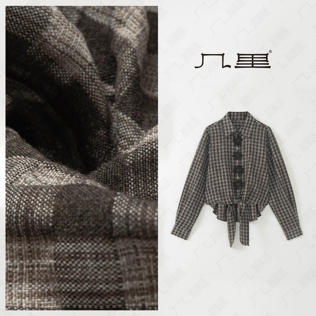 几里与麻 时尚格子设计感衬衫 衣长61胸围120 2081977