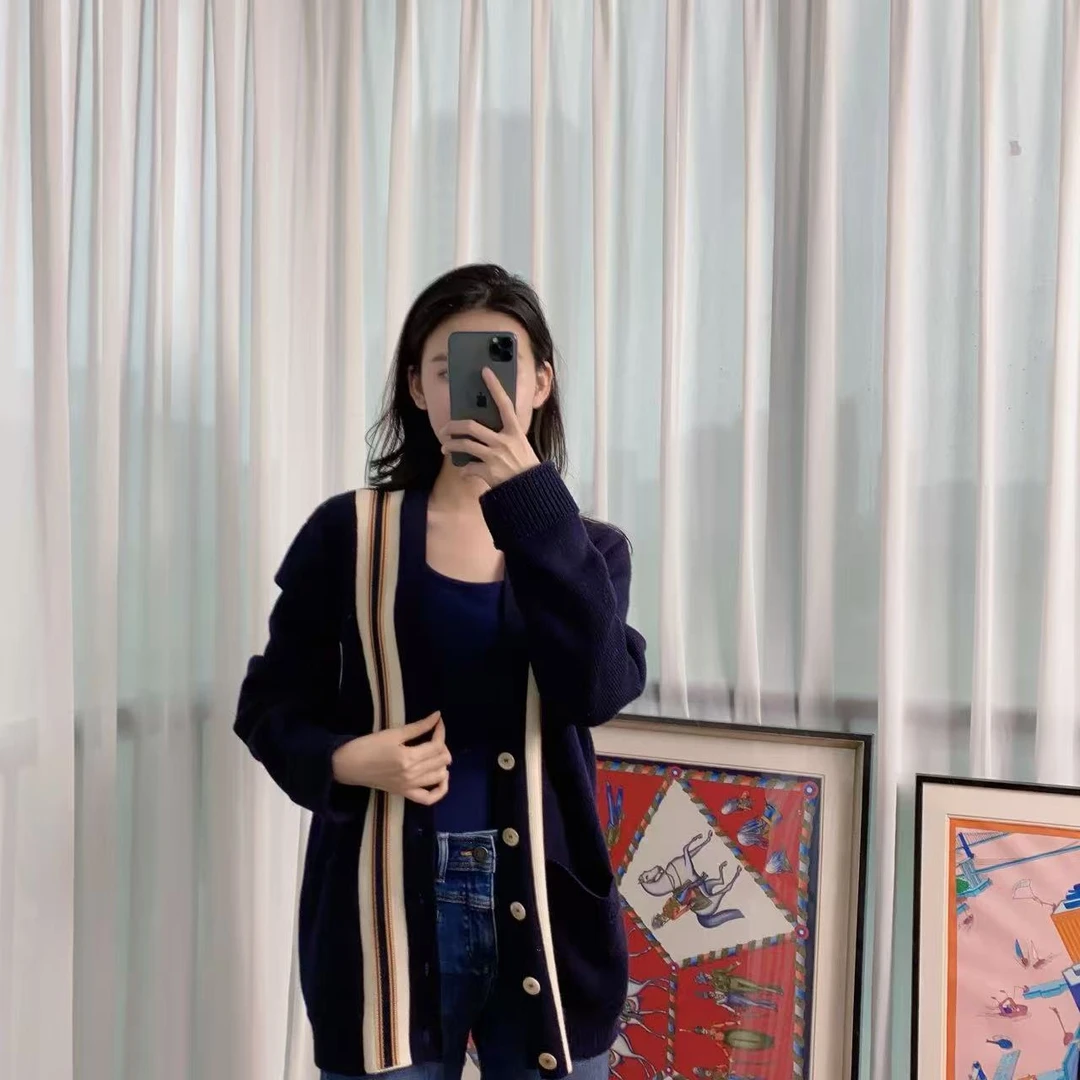 95新 GUCCI/古驰 毛衣拼色蓝色M码/250413VHSTX01