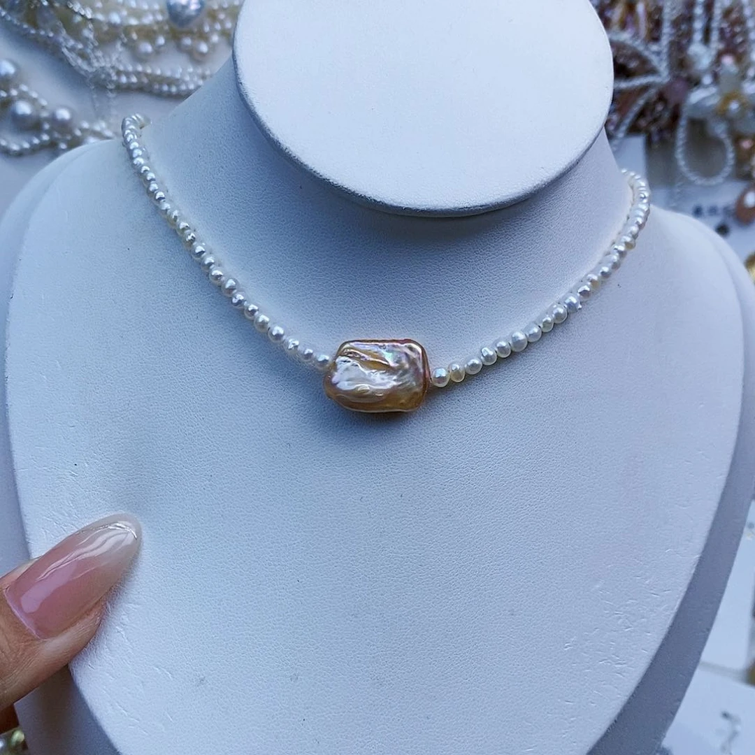 淡水珍珠颈饰银S925镶嵌