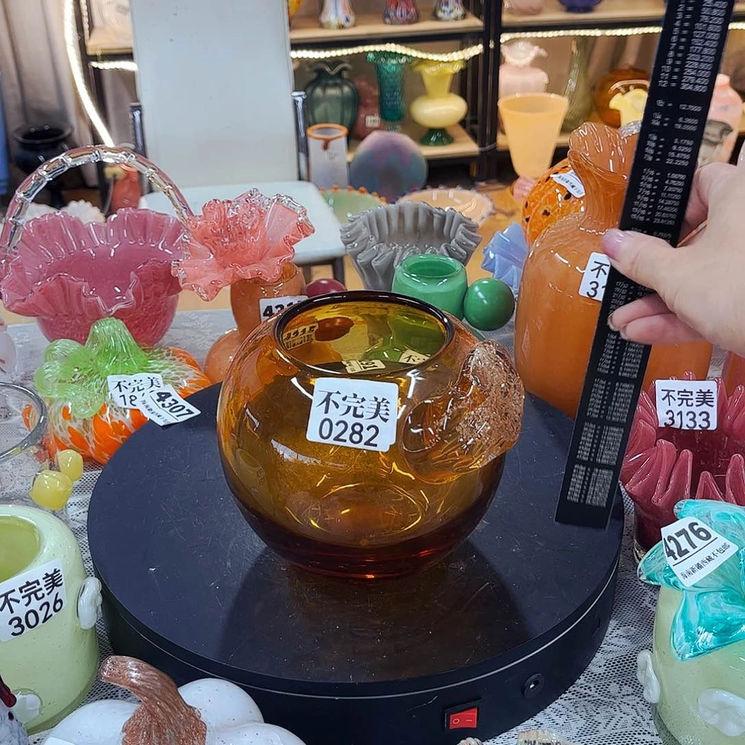 0282瓶高14 家悦琉璃花瓶摆件不完美