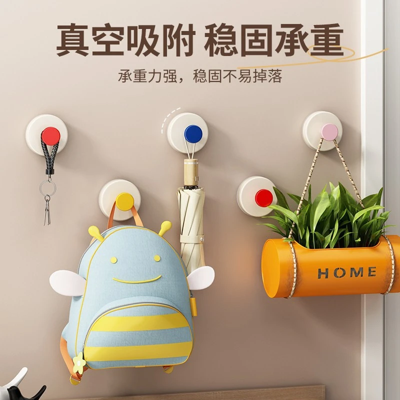 【限购】多巴胺吸盘挂钩免打孔强力承重粘胶门后挂衣架入户门创意