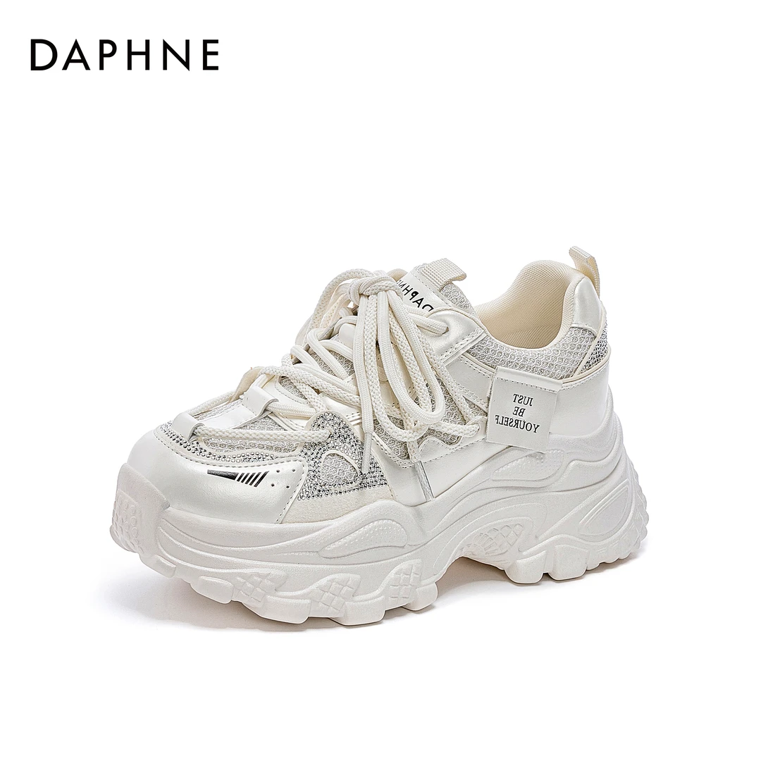 DAPHNE达芙妮2025春款薰衣草紫老爹鞋轻便透气厚底增高爆款休闲鞋