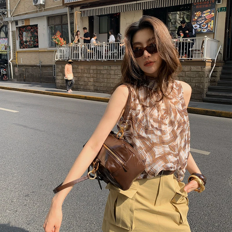 【ALONE SAVOR】港岛日落 无袖半高圆领印花舒适小衫J082