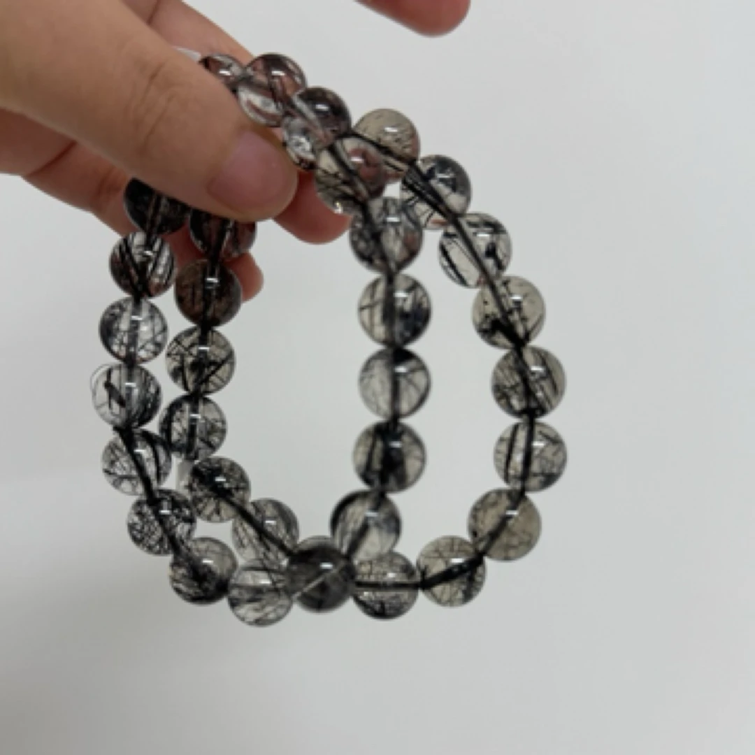 纯天然水晶手链黑发晶10到11毫米多样性发其一