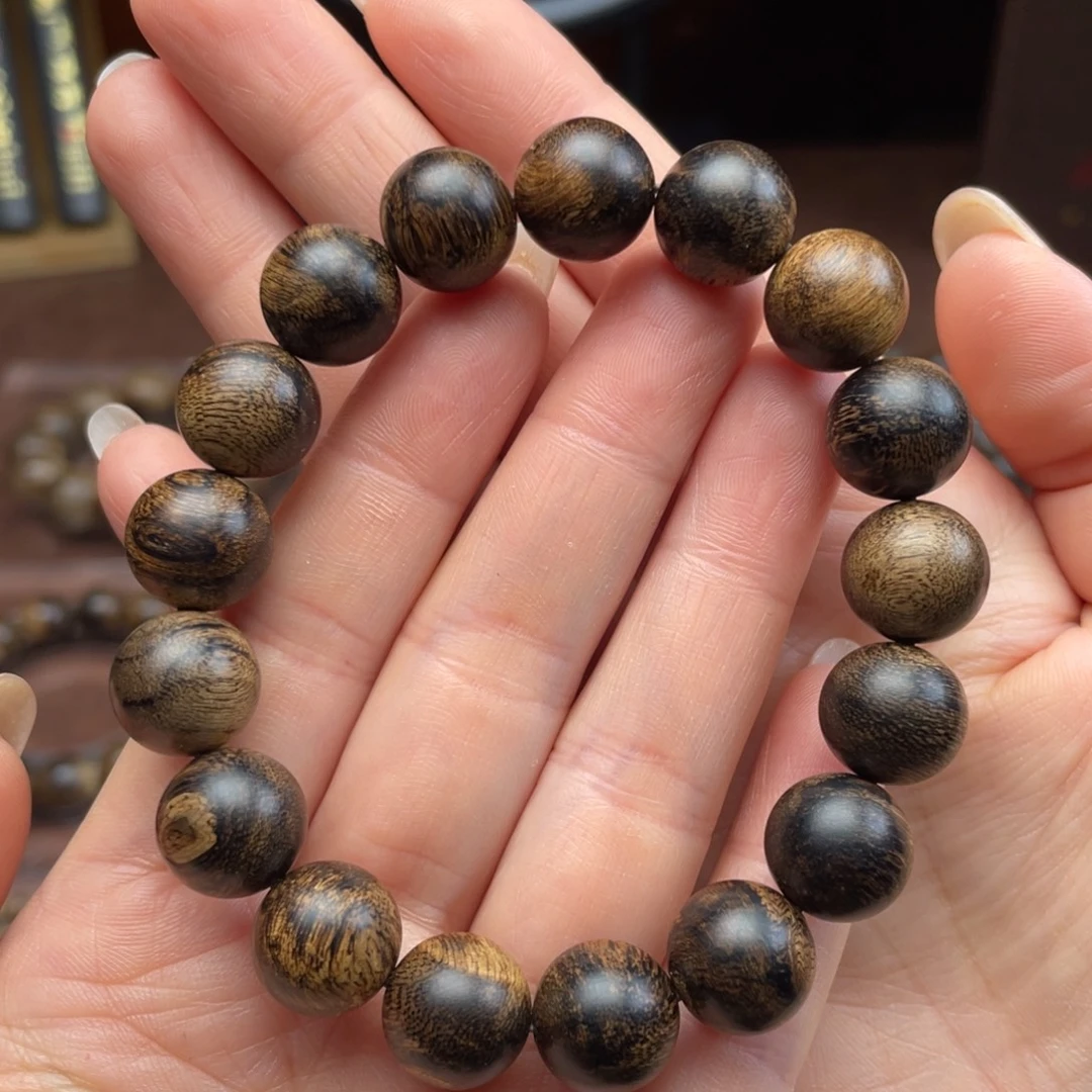 沉香手串越南白棋楠瘤疤1.2单圈