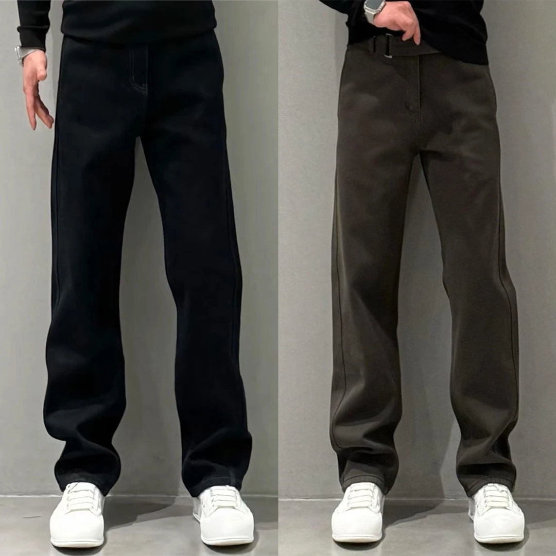 欧货百搭纯色牛仔裤男士秋冬新款弹力轻奢休闲裤潮流时尚直筒长裤