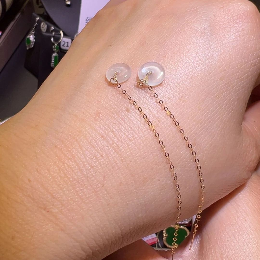 翡翠颈饰18K金镶嵌耳环