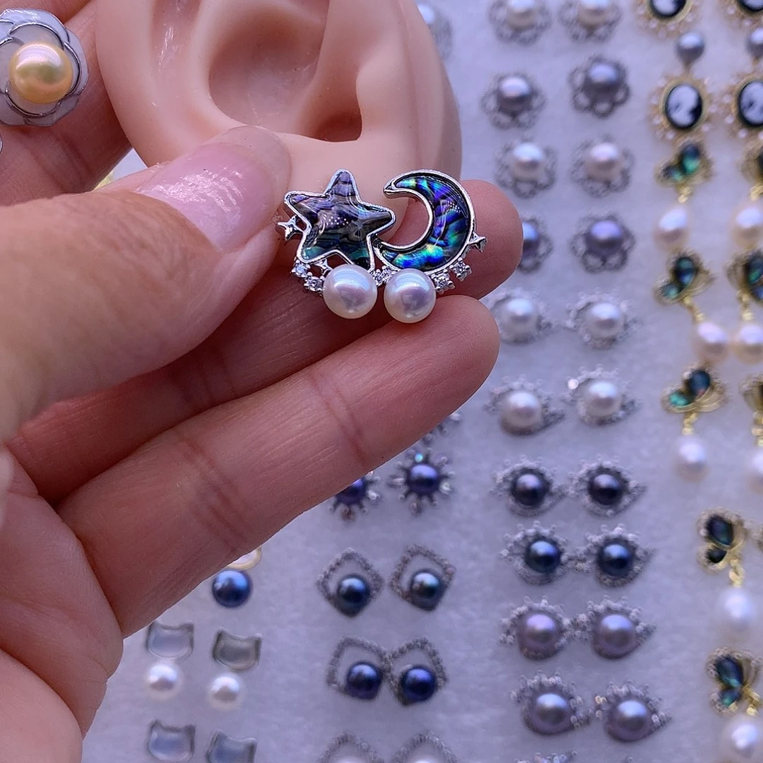 淡水珍珠耳饰合金