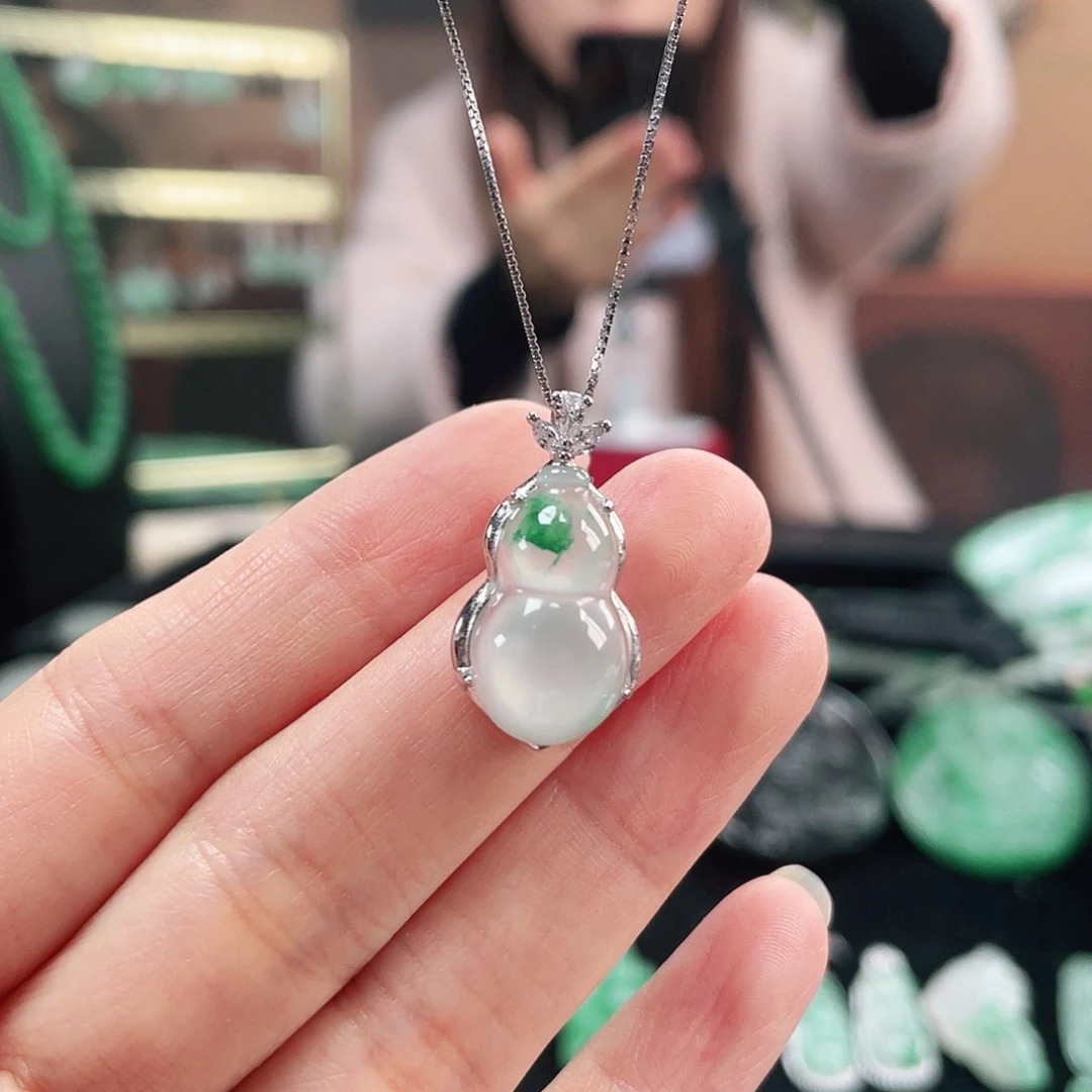 石英质玉银S925镶嵌吊坠(不含链)
