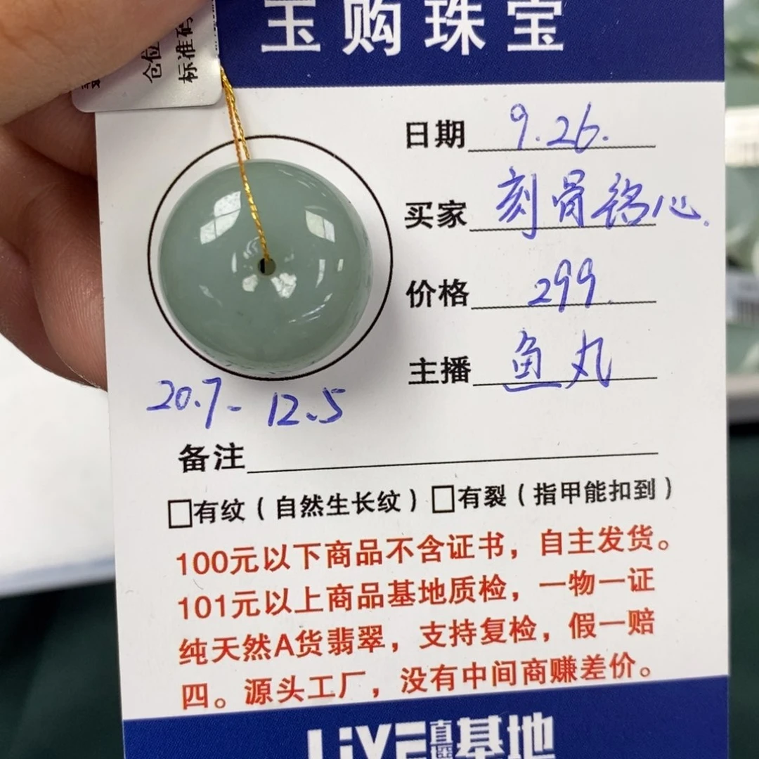 颈饰未镶嵌翡翠刻**心平安扣