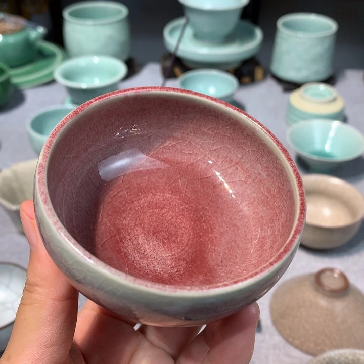 龙泉青瓷哥窑茶碗杯