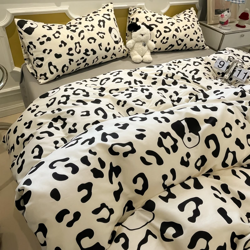 简约北欧小清新全棉四件套100纯棉学生宿舍三件套床笠款被套被罩4