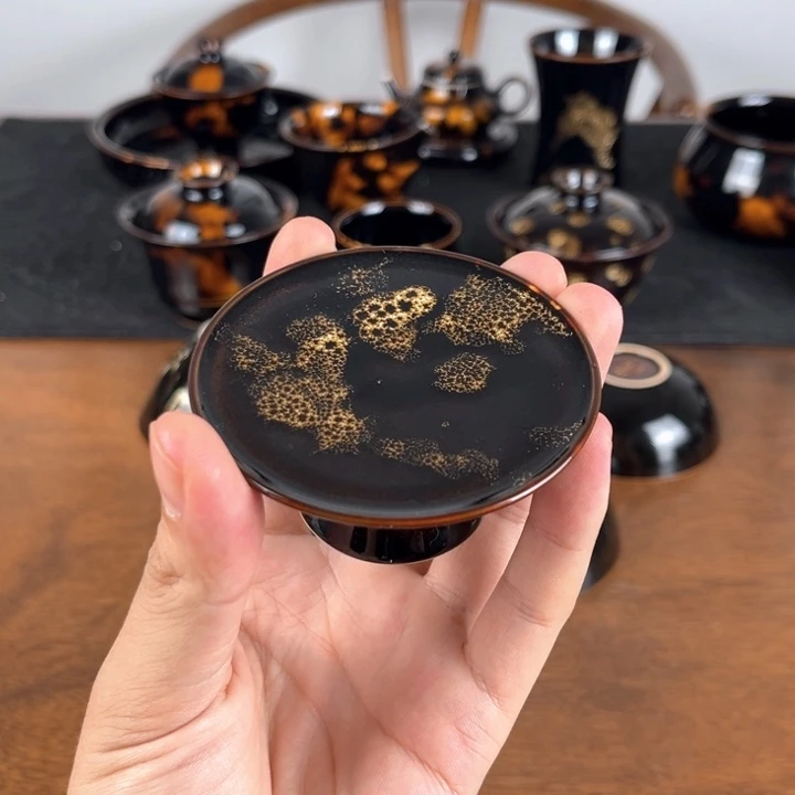摆件鹧鸪斑高足盖置