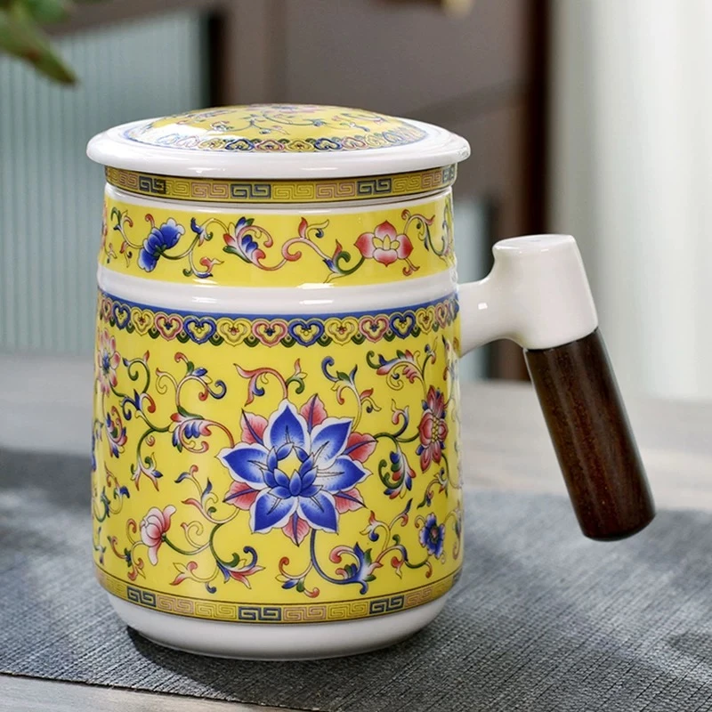 ZH668-珐琅彩黄色办公杯配礼盒（134）