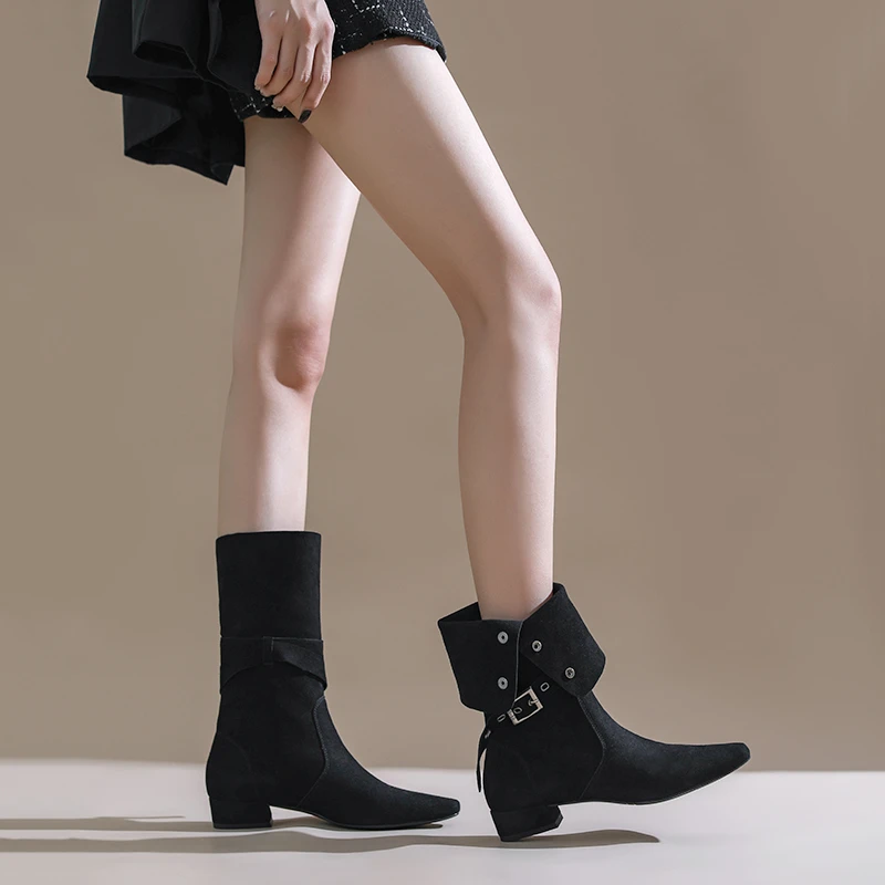 时装靴女靴2025新款粗跟单靴女鞋短靴西部牛仔靴百搭