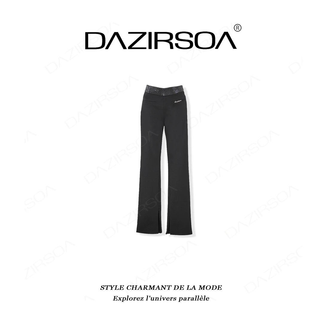 “情绪线索”时尚百搭腰头烫钻洋气显瘦加绒西裤 AC613