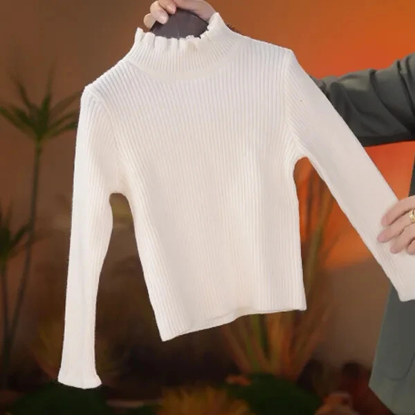 女童秋冬毛衣儿童长袖时尚百搭黑色半高领套头小女孩打底衫衣服