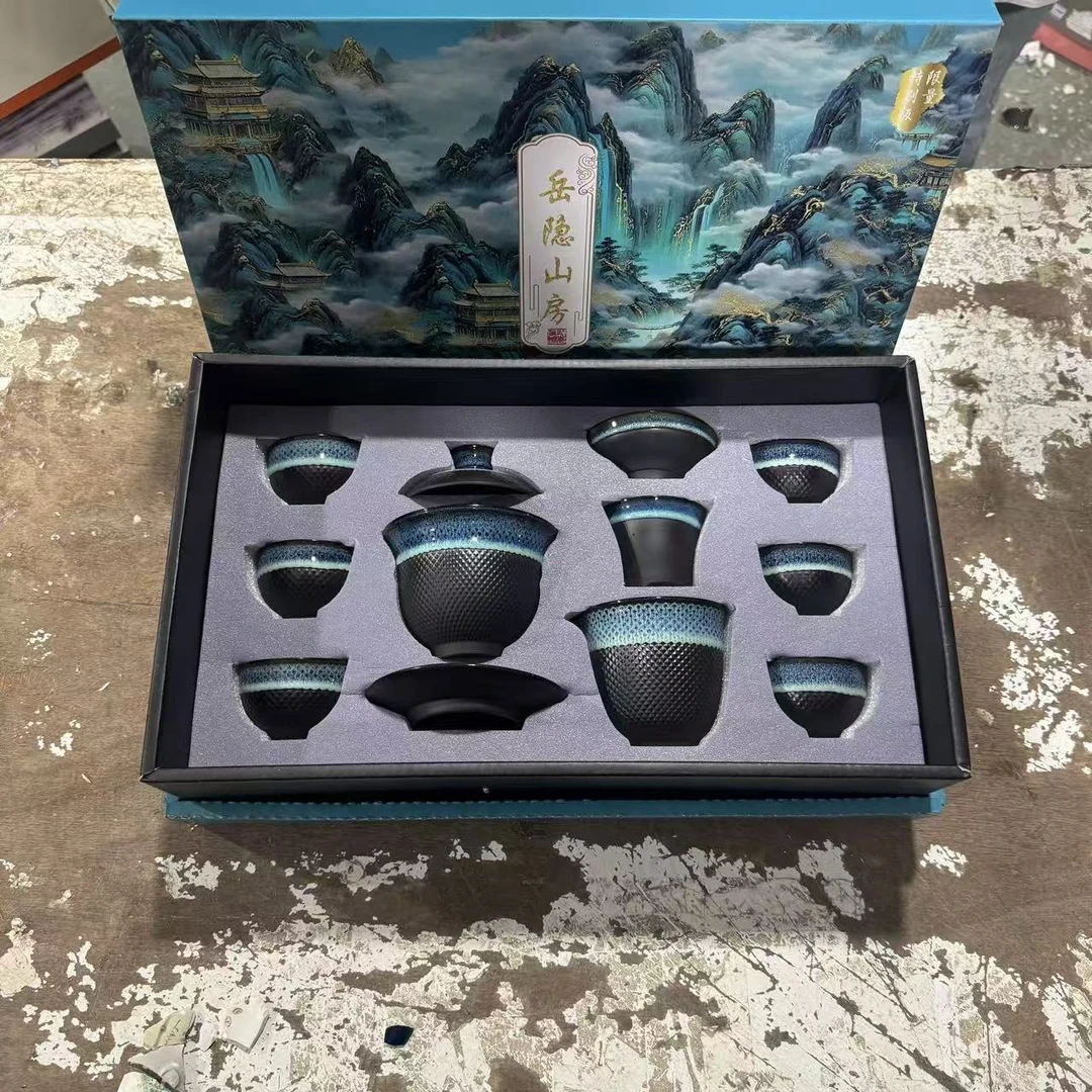 @@@@@@@@@@@@@器正颜物窑变星空套装三才盖碗功夫茶具