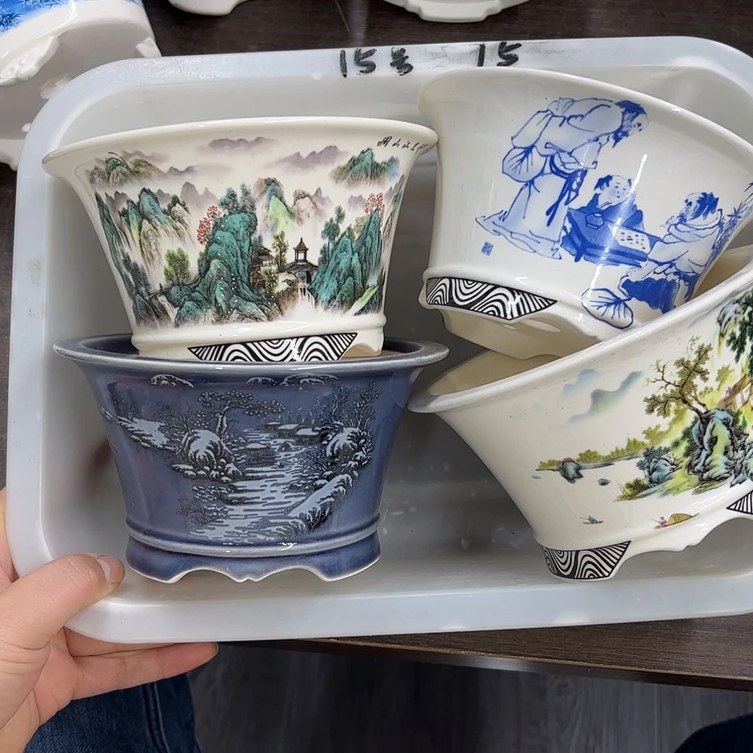 紫砂花盆15号瑕疵4个15/8cm