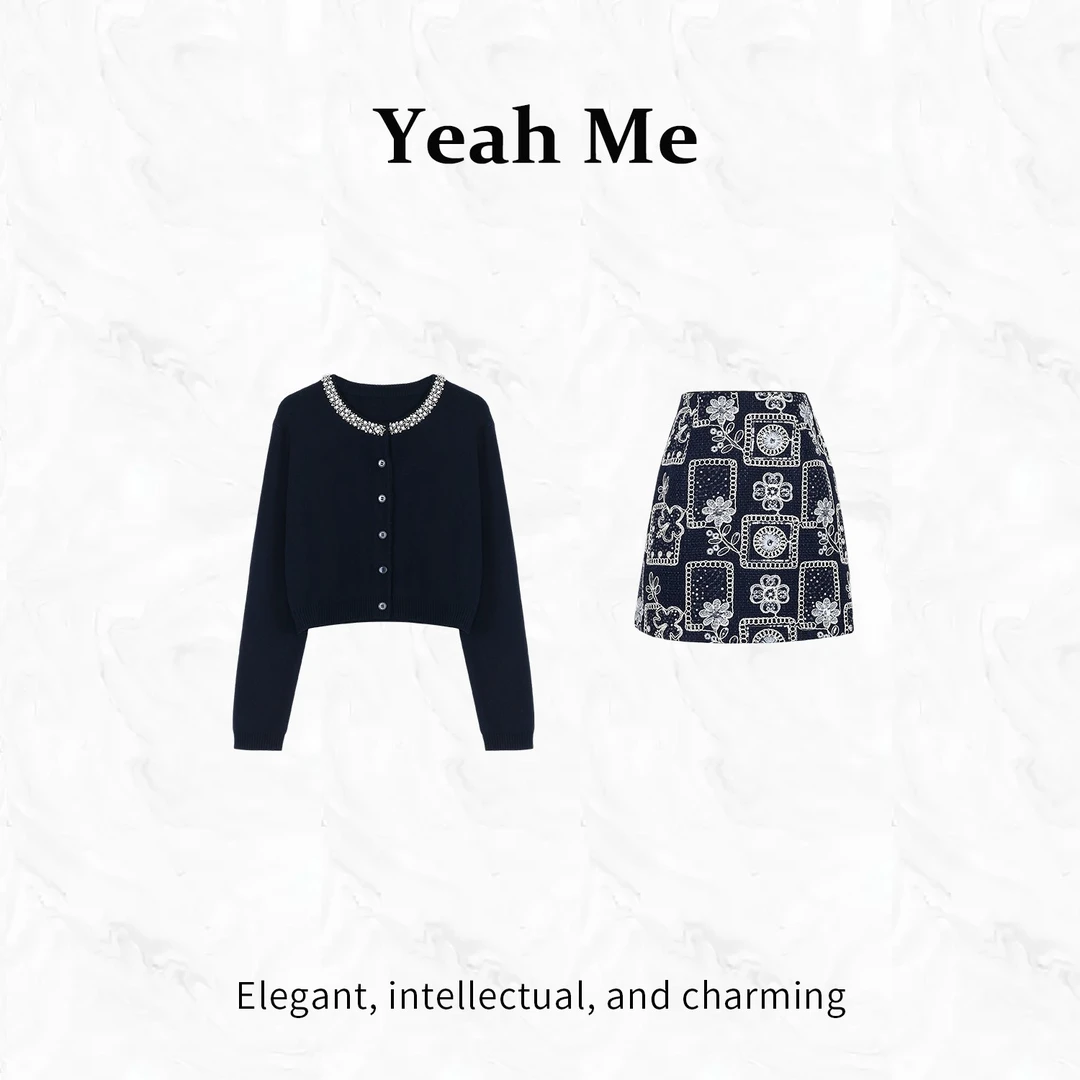 Yeah Me/也觅【花之秘境】秋季新款短裙套装优雅高级感上衣百搭半