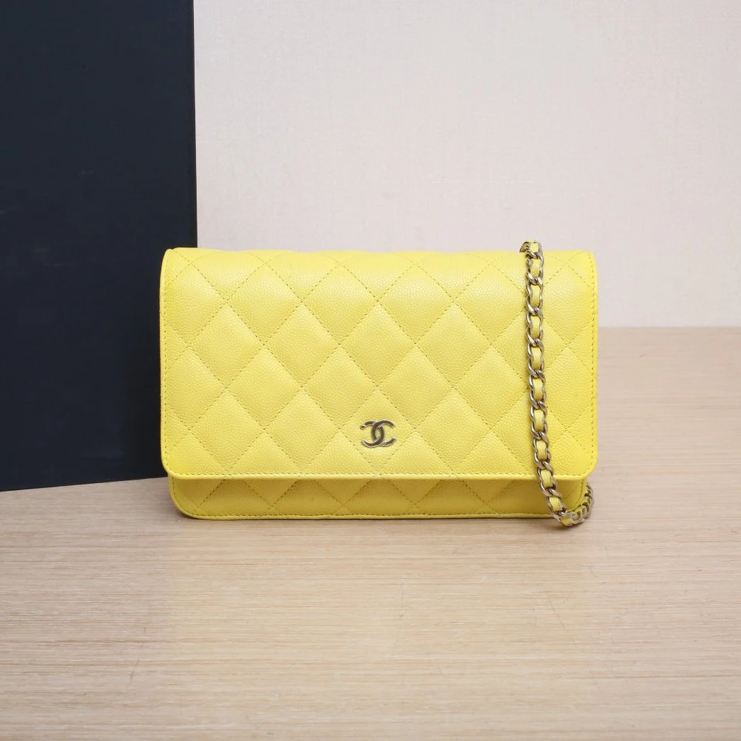 99新 Chanel/香奈儿 【娇】CF WOC 19黄色 皮革C 芯片金扣 5070787