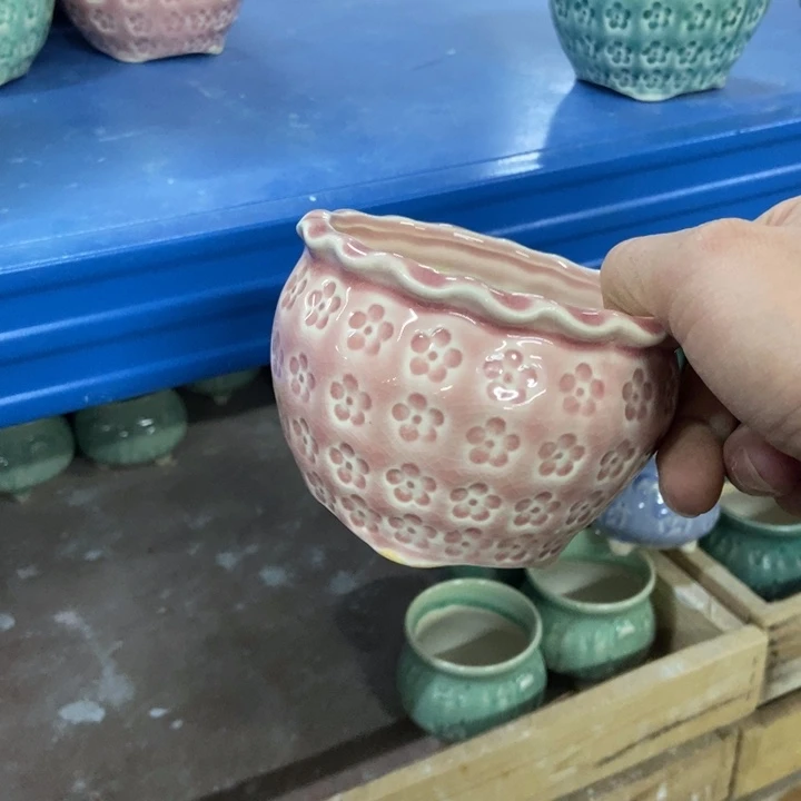 陶瓷花盆单场满9.9发9.5*7粉