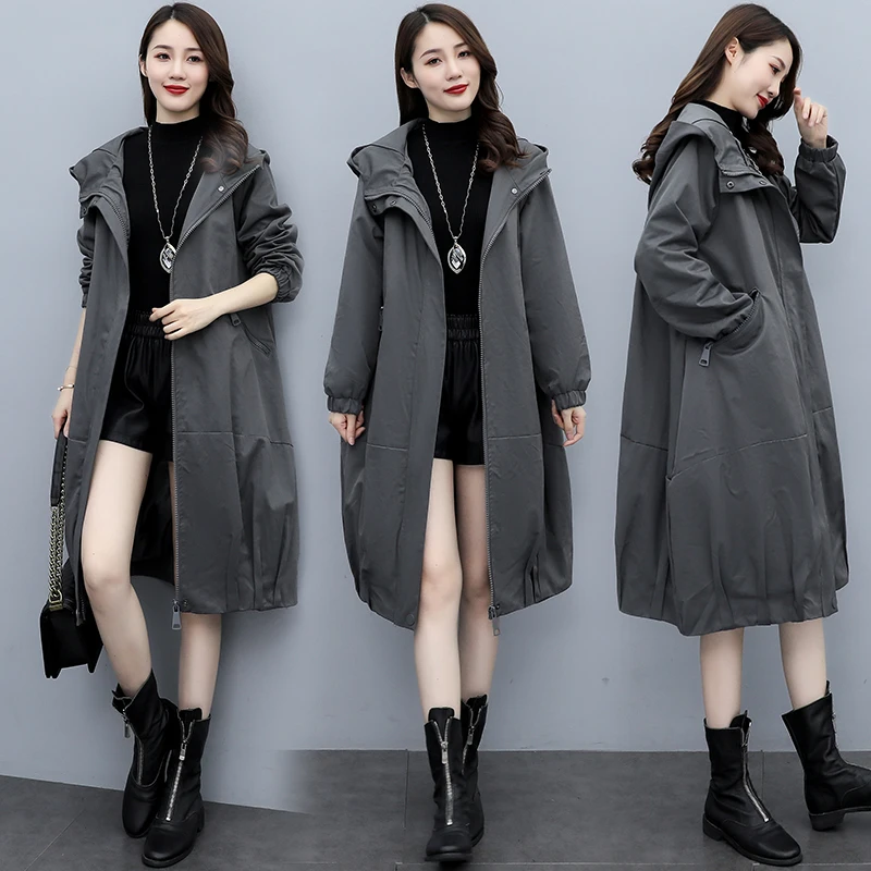 风衣外套女中长款秋冬季新款韩版宽松大码显瘦休闲胖MM派克服大衣